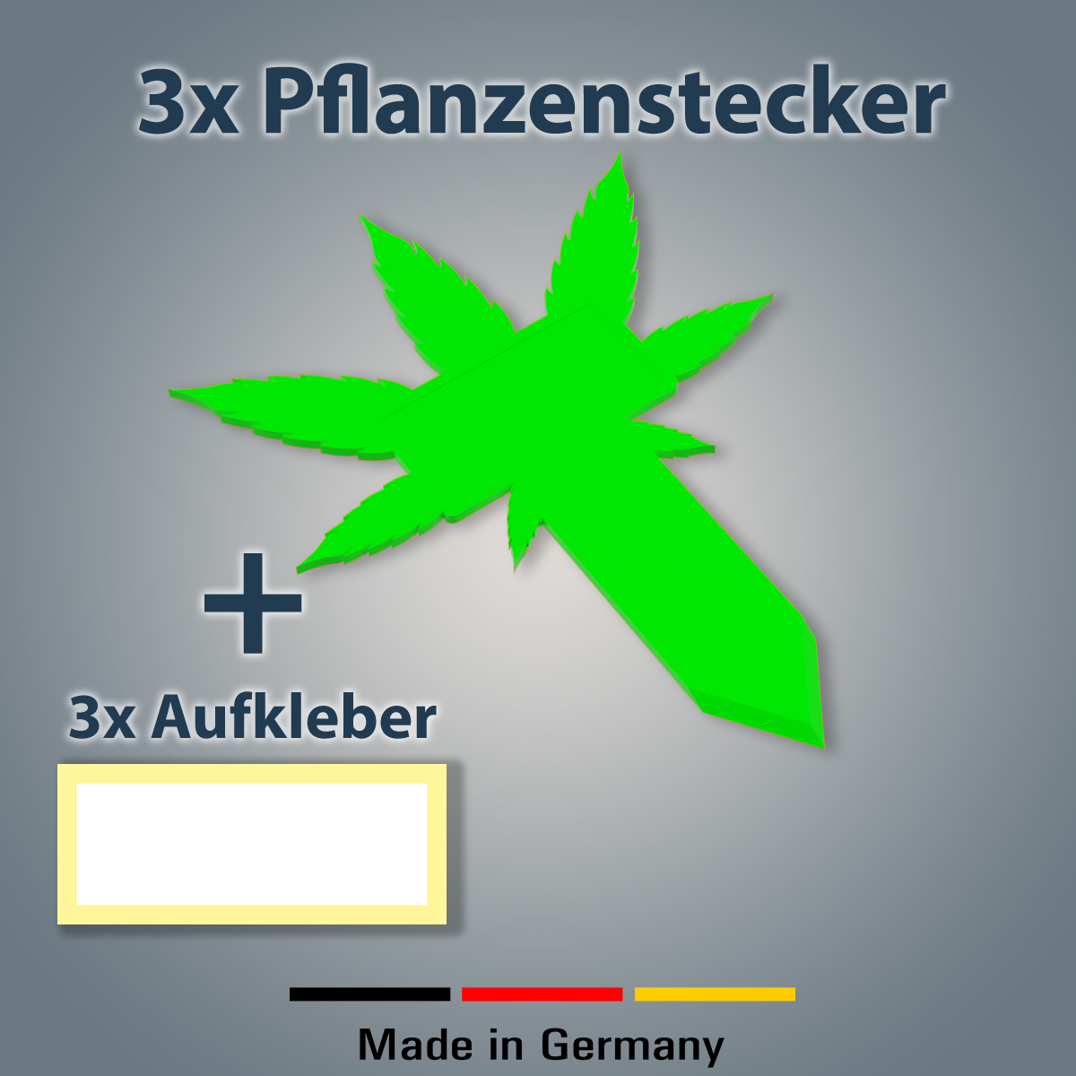 3x "Cannabis" Pflanzenstecker Pflanzenschild grün aus Kunststoff